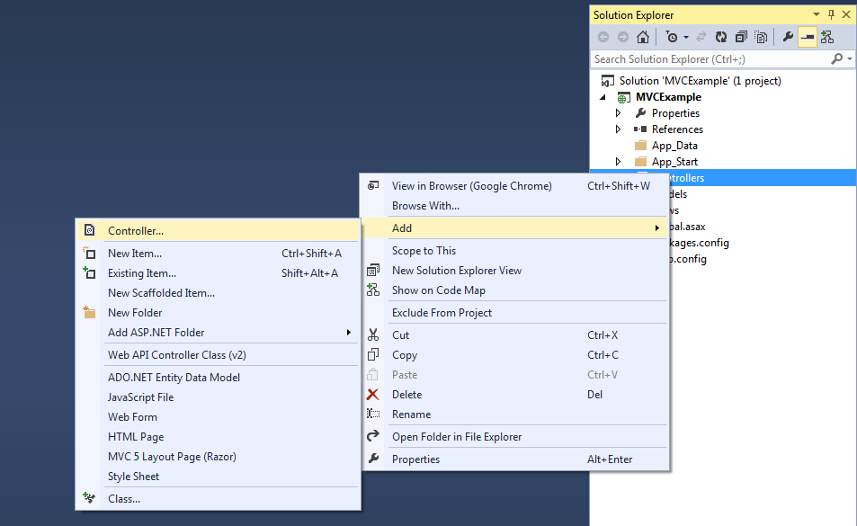 Create New Controller in MVC